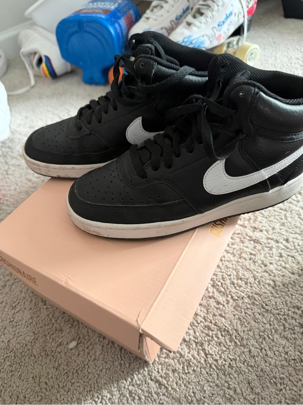 Nike Black High-Top Sneakers with White Swoosh